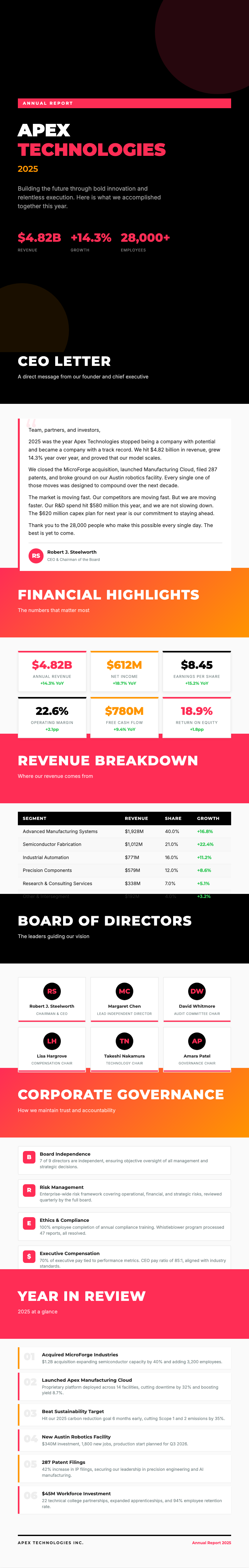 Startup pitch annual report